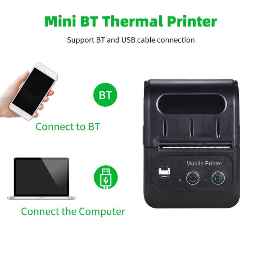 Mini Thermal Printer Wireless Bluetooth Printer 58mm Paper