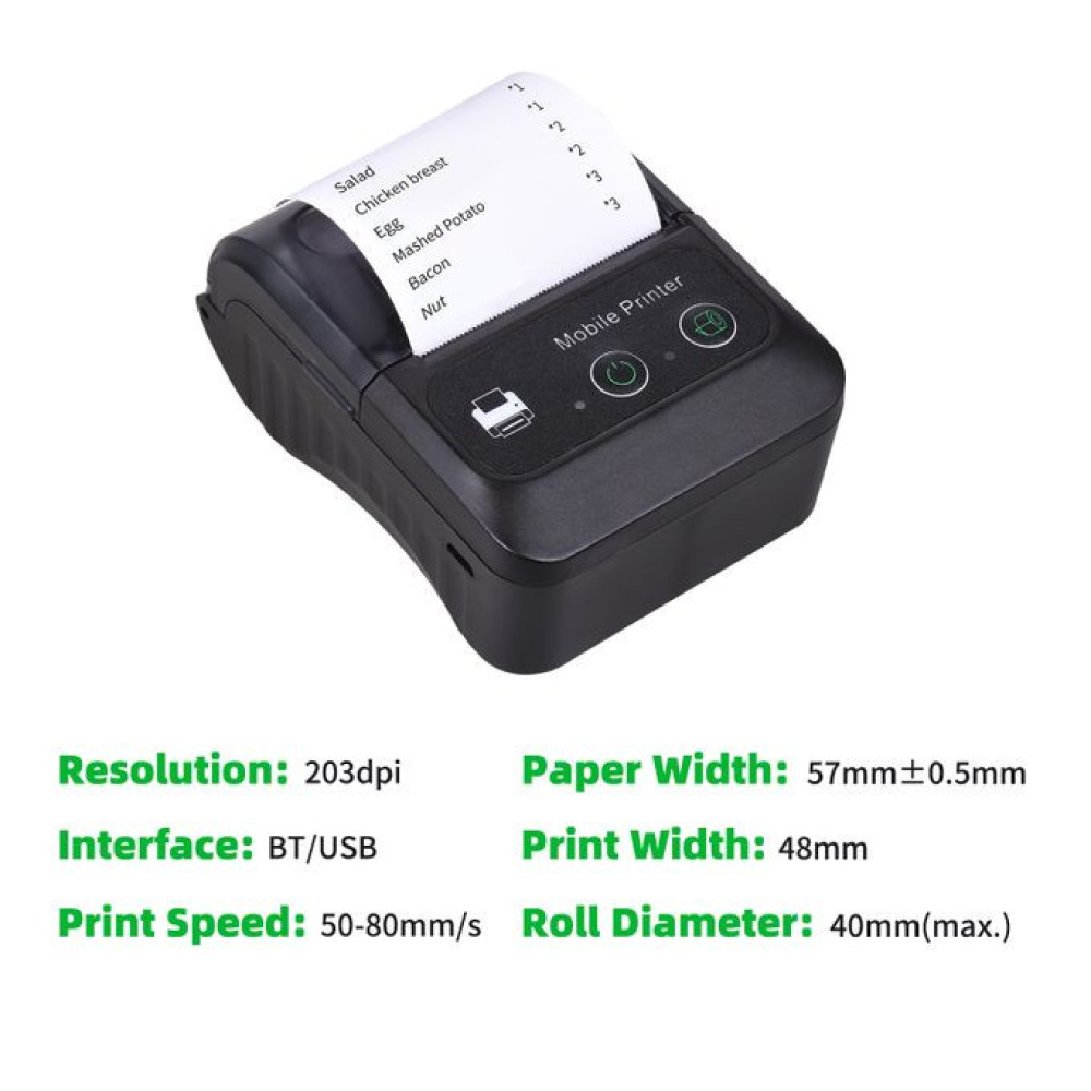 Mini Thermal Printer Wireless Bluetooth Printer 58mm Paper