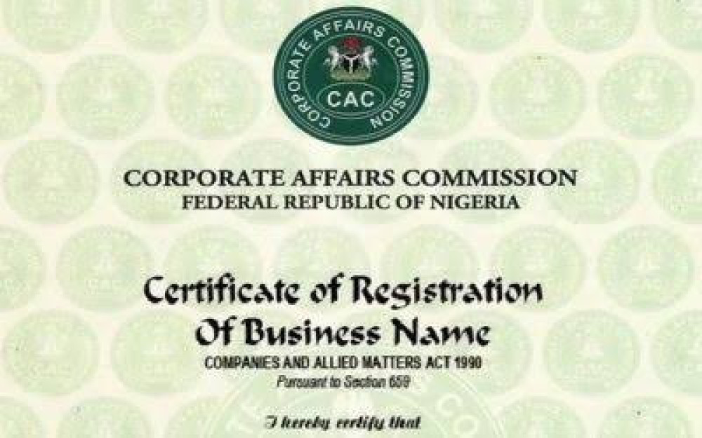 CAC Certificate Registration (Business Name)