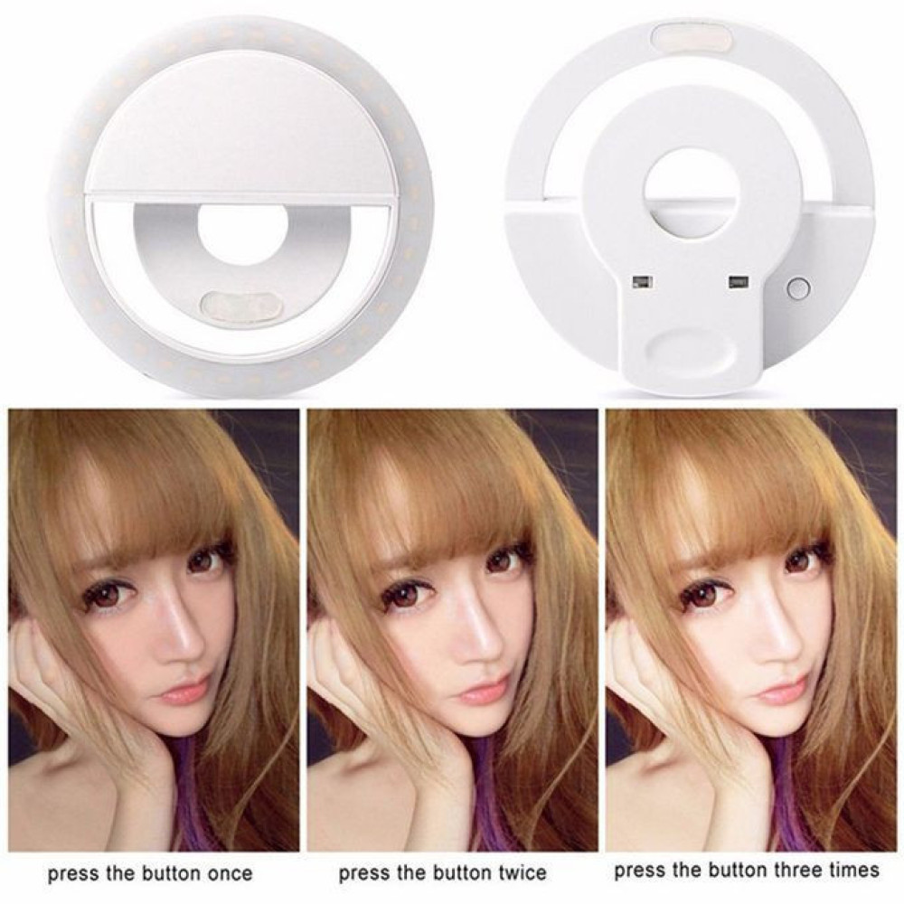 Rechargeable Selfie LED Ring Fill Light For Phone-white