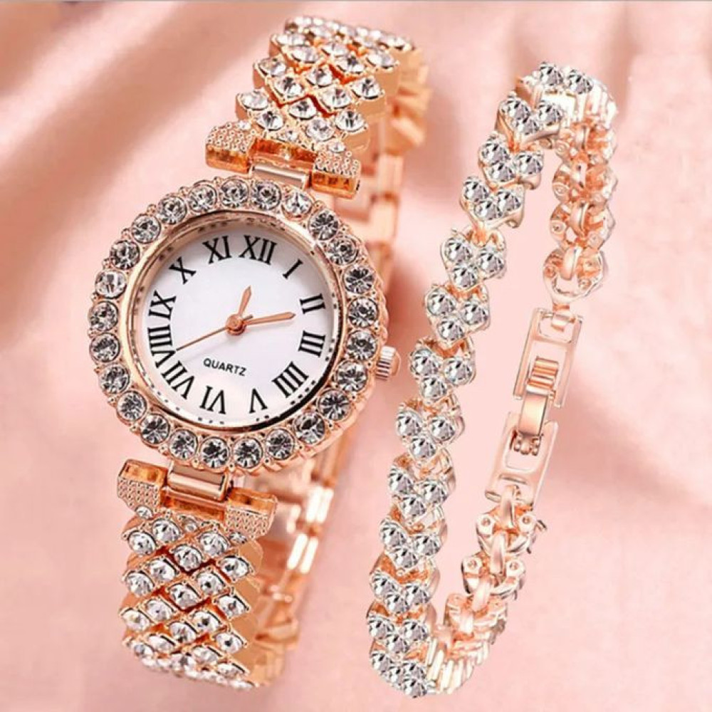 Rhinestone Steel Belt Ladies Watch Roman Face Stars Temperament Business Women Watch Bracelet Watch