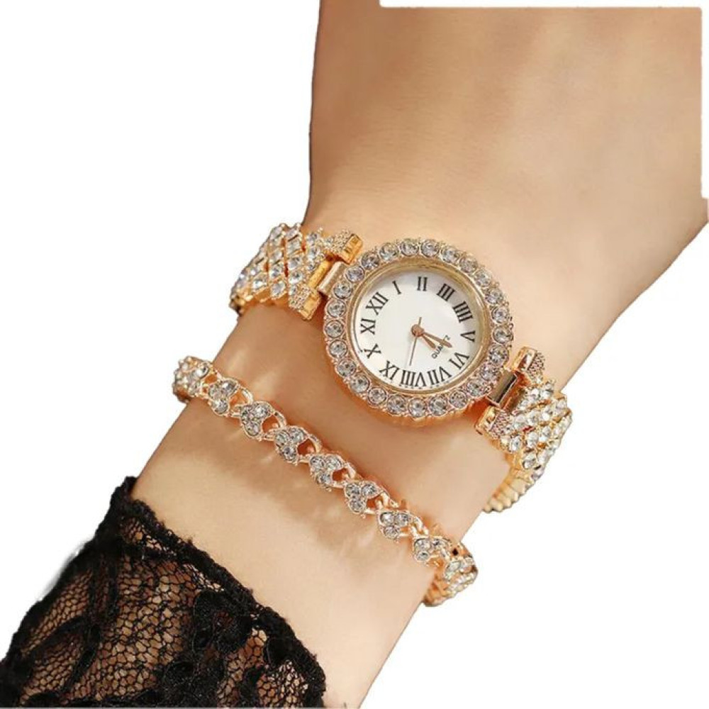 Rhinestone Steel Belt Ladies Watch Roman Face Stars Temperament Business Women Watch Bracelet Watch