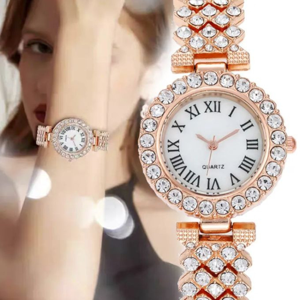 Rhinestone Steel Belt Ladies Watch Roman Face Stars Temperament Business Women Watch Bracelet Watch