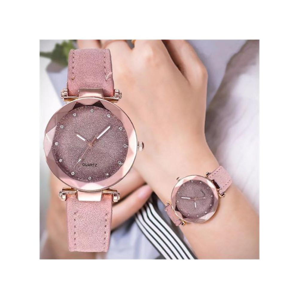 Women's Watch【Watch + Bracelet】Leather Strap Casual Ladies Watch + Bracelet