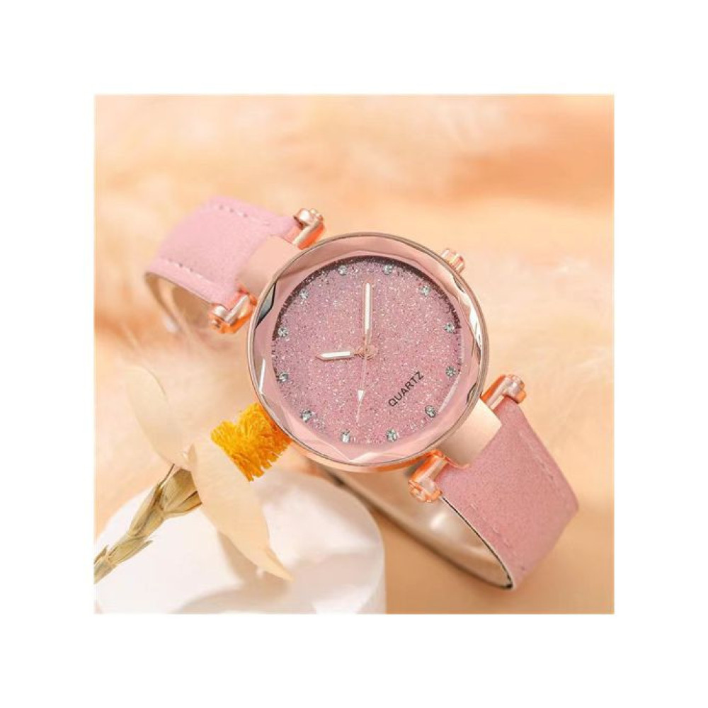 Women's Watch【Watch + Bracelet】Leather Strap Casual Ladies Watch + Bracelet