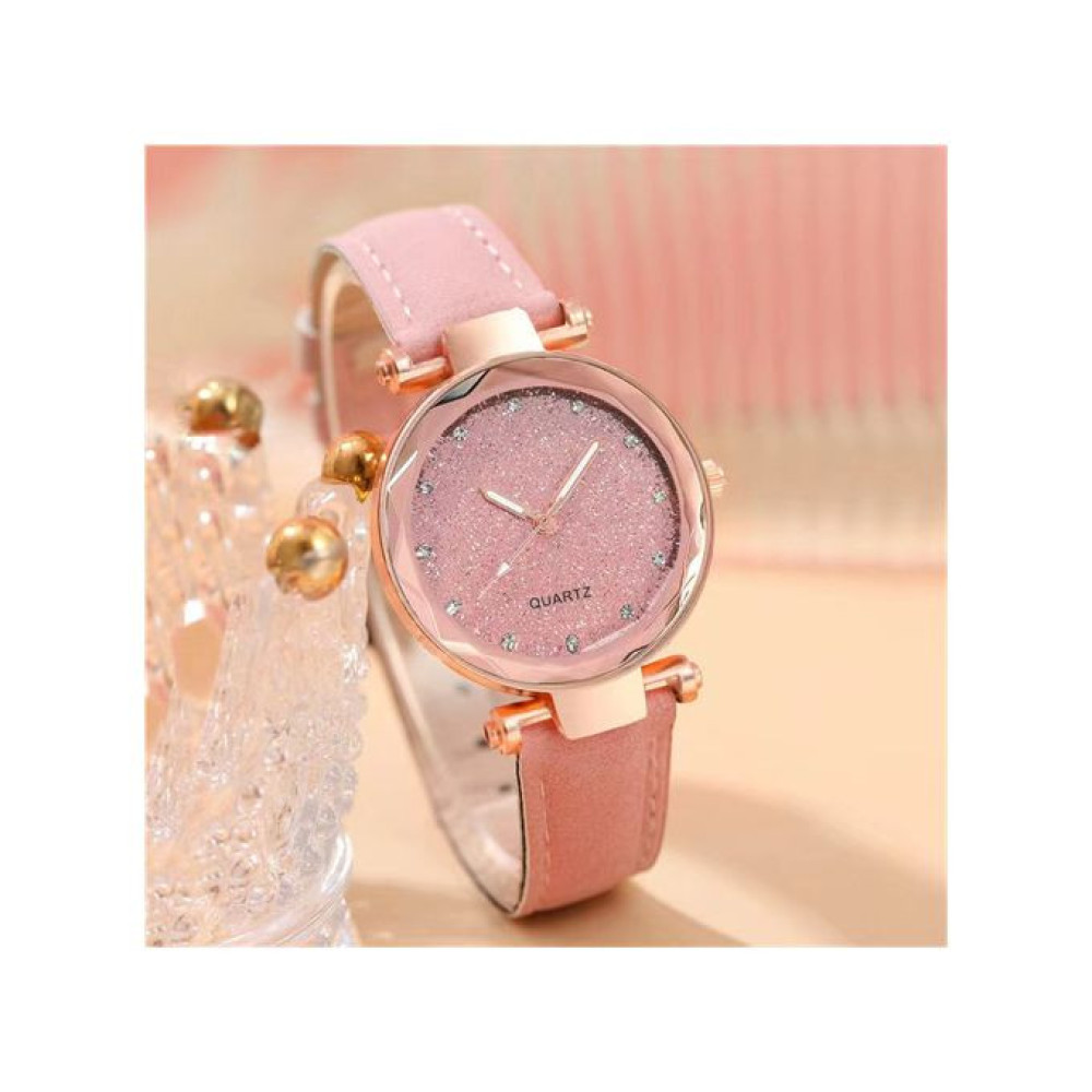 Women's Watch【Watch + Bracelet】Leather Strap Casual Ladies Watch + Bracelet