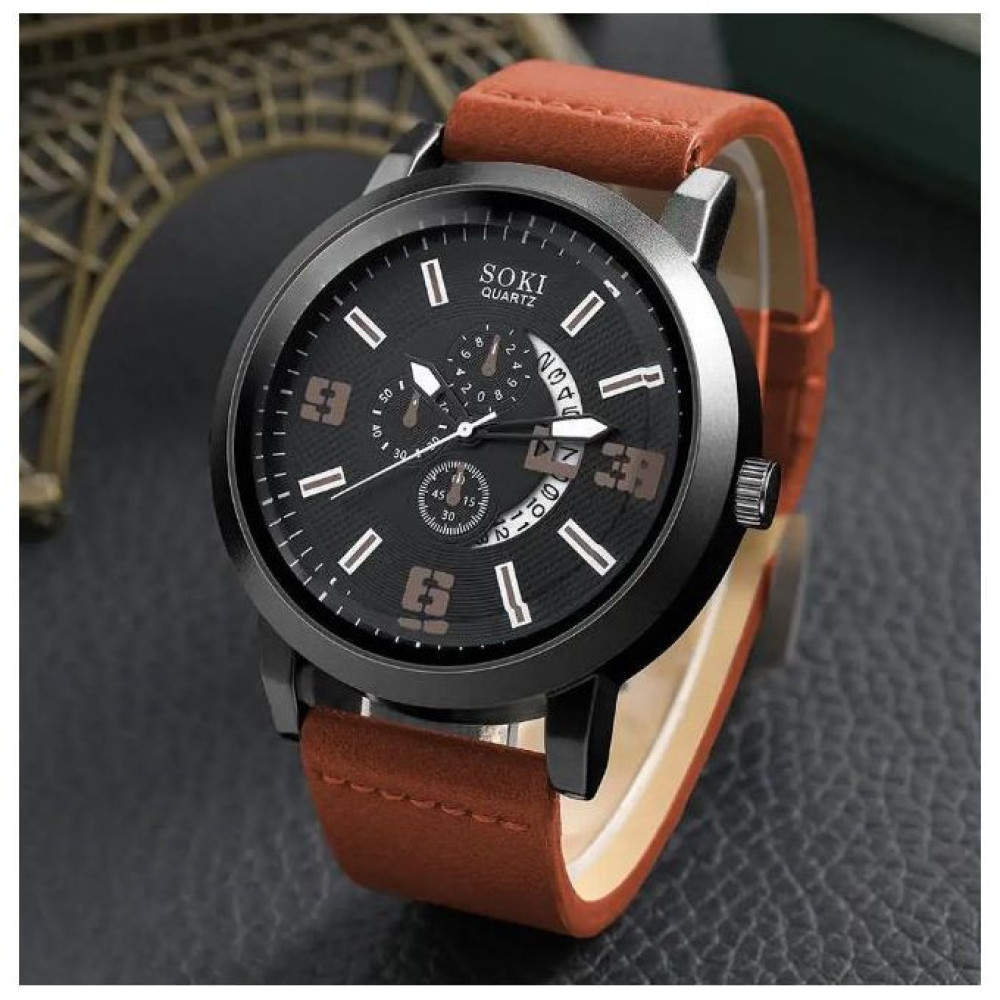 Ladies Everything Fashion Leather Women Fancy Analogue Wristwatch + Bracelet