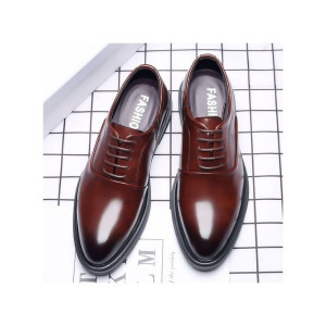 Men's Italian Plus Size Smooth Leather Shoes Brown