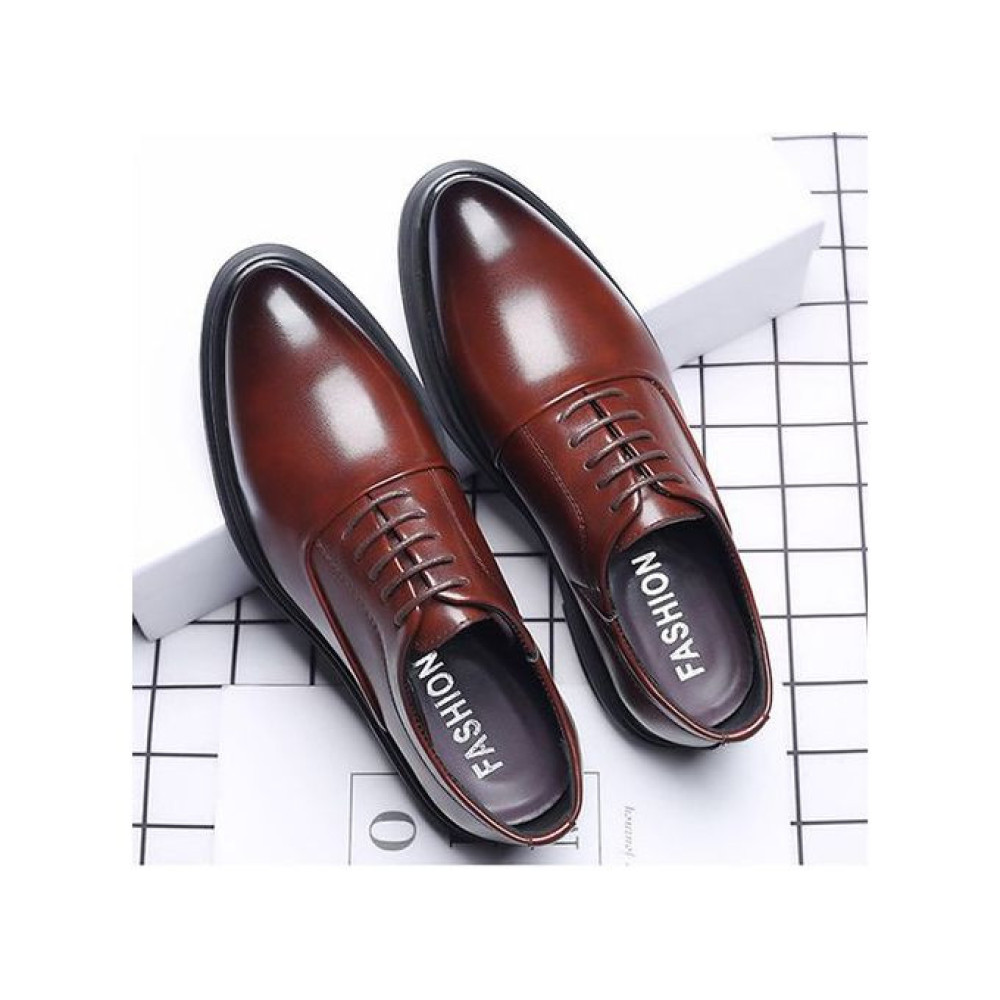 Men's Italian Plus Size Smooth Leather Shoes Brown