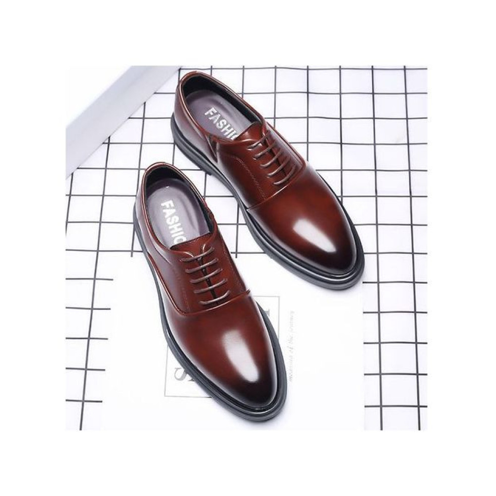 Men's Italian Plus Size Smooth Leather Shoes Brown