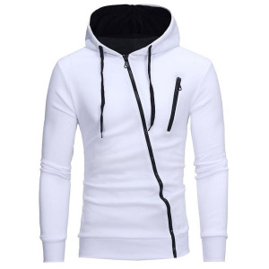 Men's Trendy Zipper Comfort Hoodie Varsity Jacket Sweatshirts - White