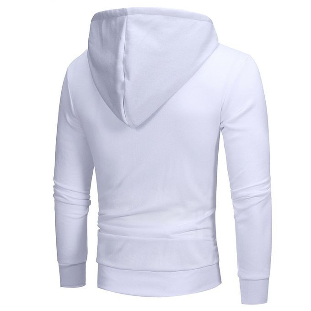 Men's Trendy Zipper Comfort Hoodie Varsity Jacket Sweatshirts - White