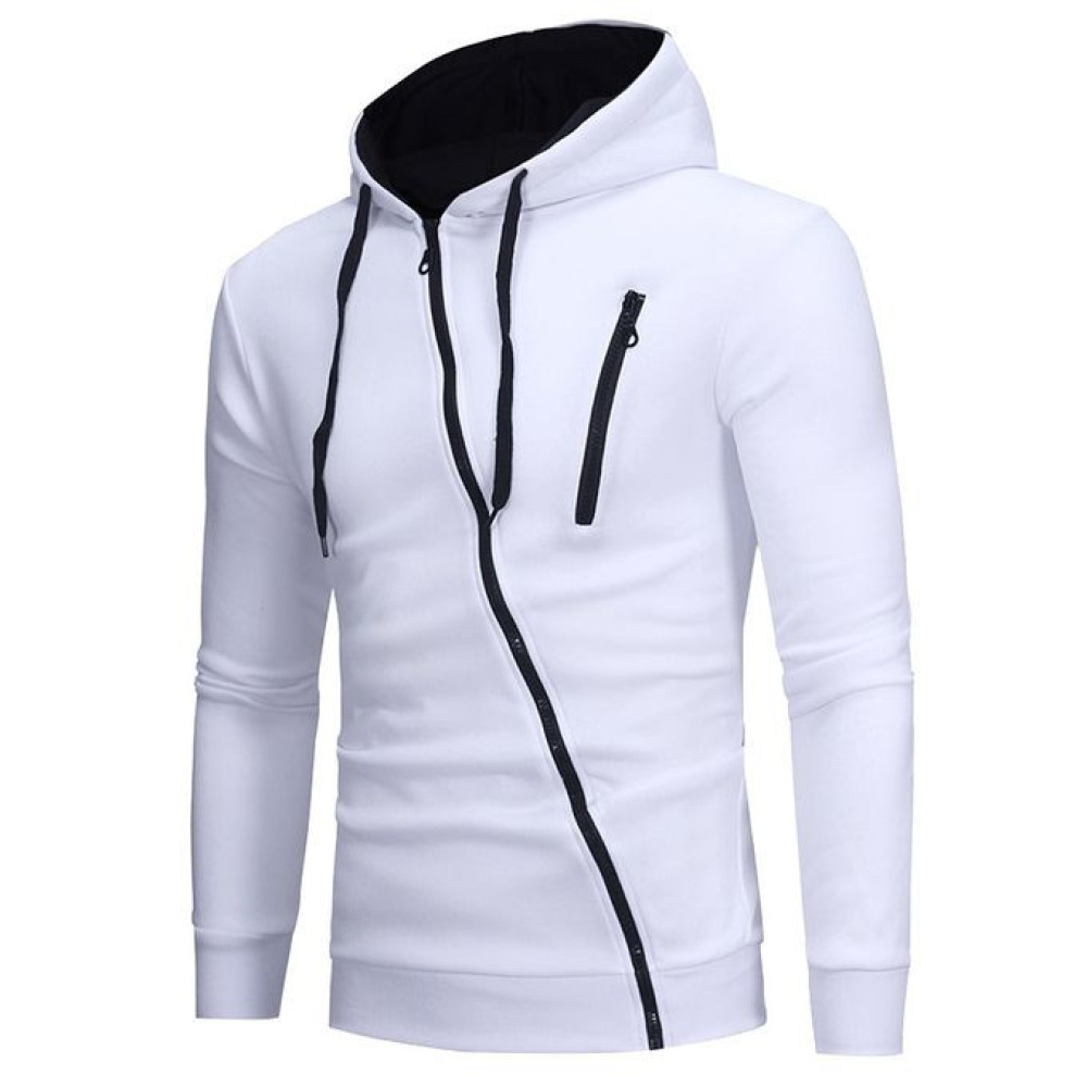 Men's Trendy Zipper Comfort Hoodie Varsity Jacket Sweatshirts - White